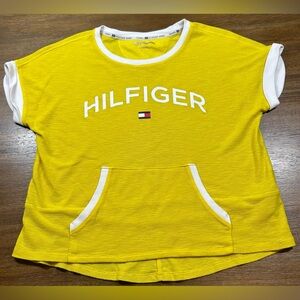 Tommy Hilfiger Sport Y2K Size L Women's Yellow Crew Neck Logo T-Shirt
